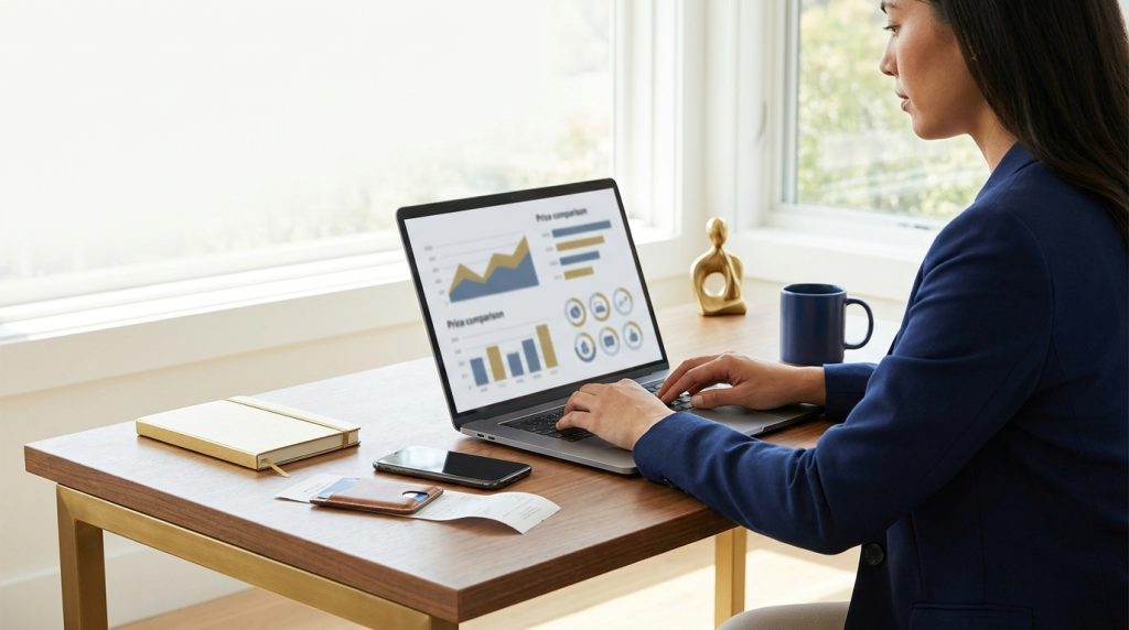 Consumer comparing personalized pricing while shopping online