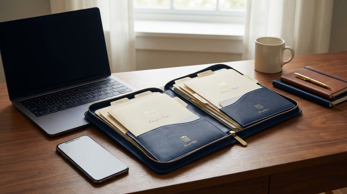 Family organizing health care beneficiary and estate planning records