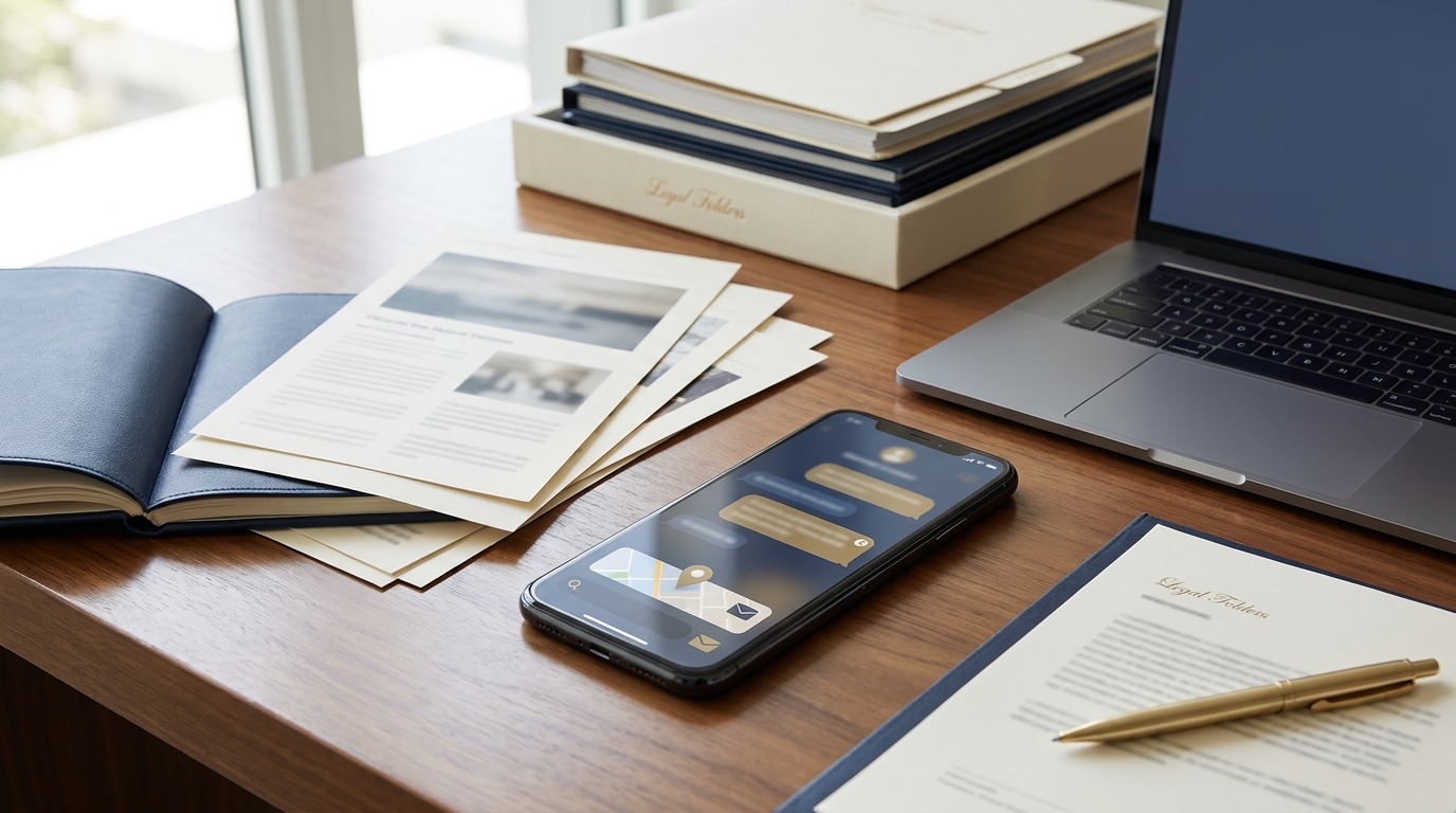 Social media messages and digital evidence organized during a divorce case